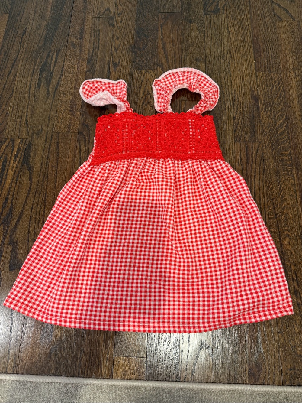 Zara kids Red Gingham Sundress with Crochet Bodice
